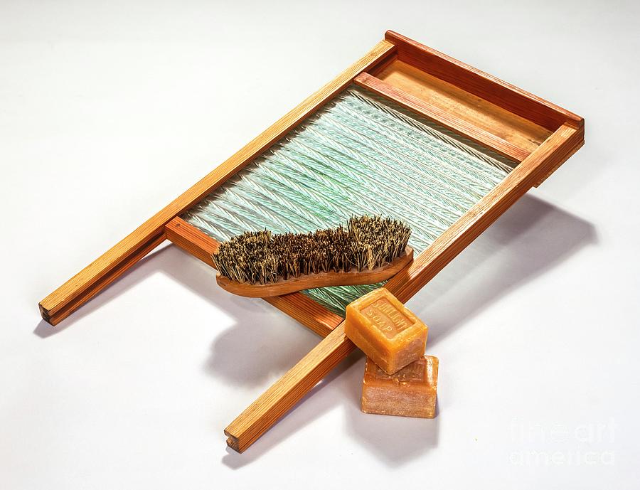 Washboard And Scrubbing Brush Photograph by Martyn F. Chillmaid/science Photo Library