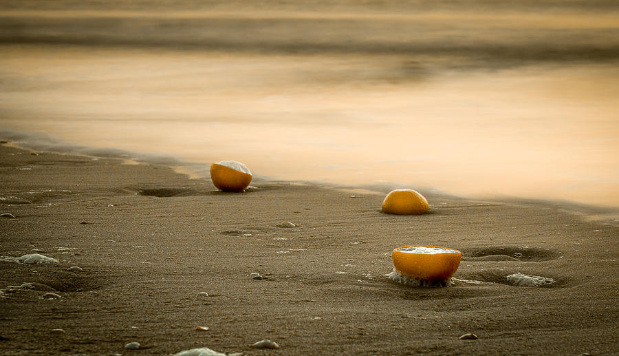 Washed Up Oranges On The Beach Photograph by Fred Louwen