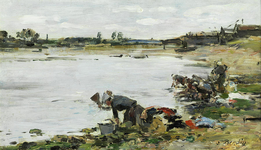 Alfred Thompson Bricher Painting - Washerwomans by Eugene Boudin
