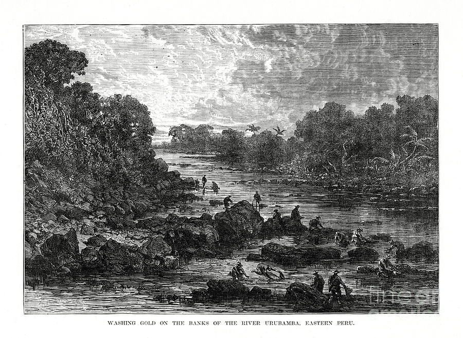Washing Gold On The Banks Drawing by Print Collector