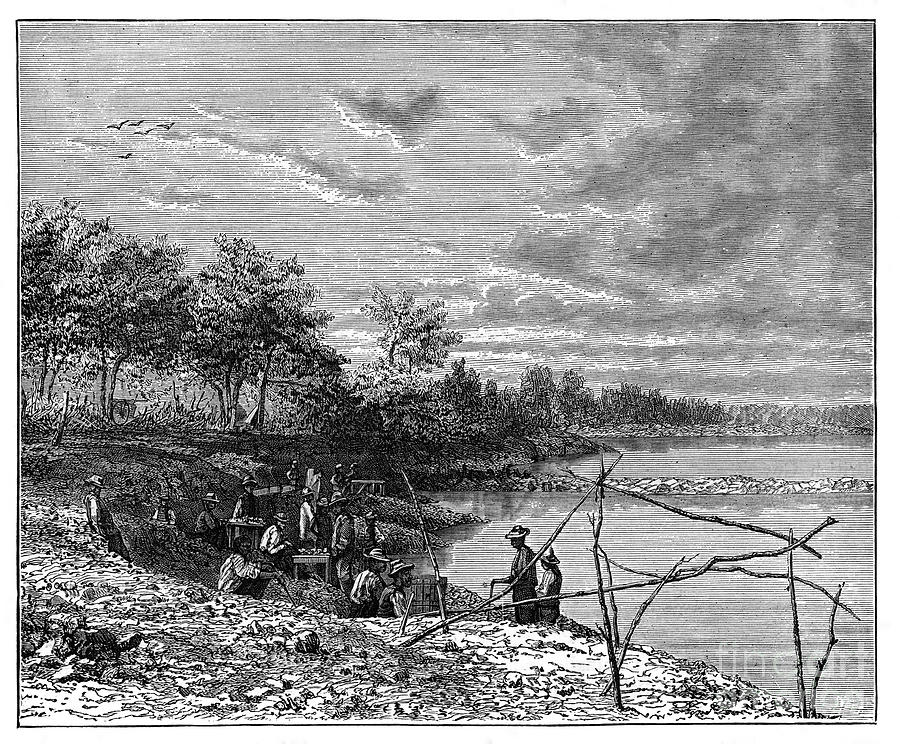 Washing Sand For Diamonds On The Banks Drawing by Print Collector