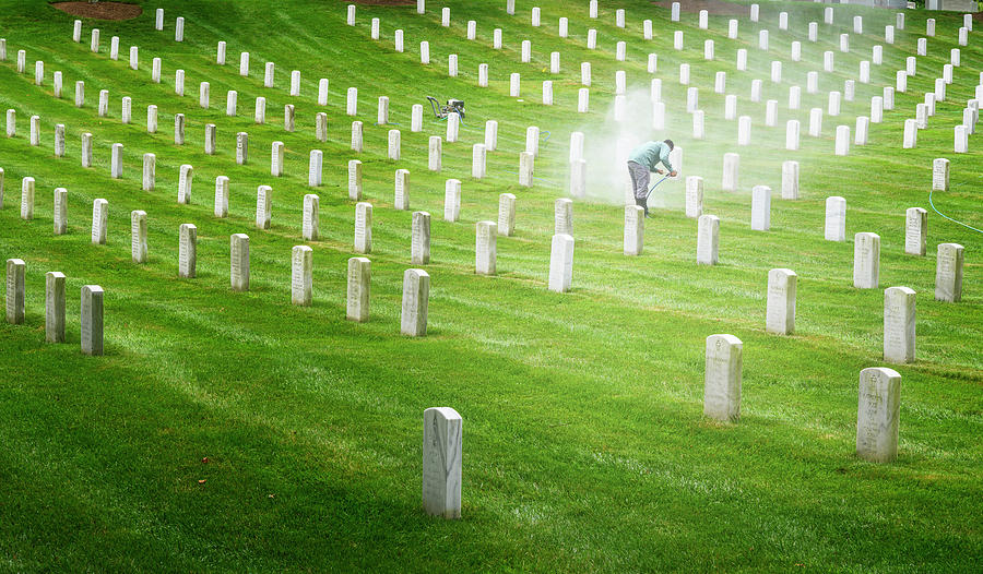 Washing the Headstones Arlington National Cemetery Photograph by Joan Carroll