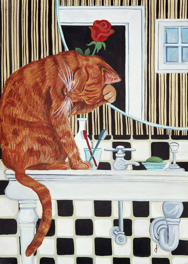 Animal Painting - Washing Up by Jan Panico