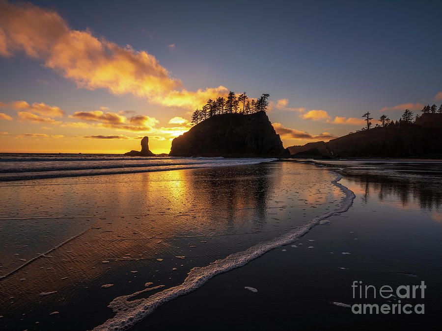 Washington Coast Sunset Edge Of Tide Photograph
