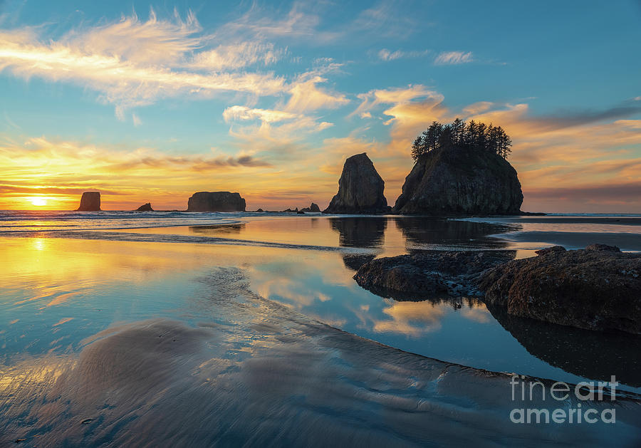 Washington Coast Photograph - Washington Coast Sunset Pools by Mike Reid