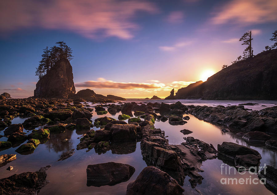 Washington Coast Sunset Tidepool Reflection Photograph