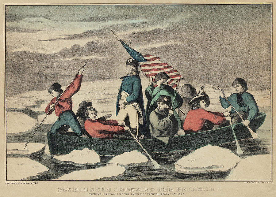 Washington Crossing the Delaware 1871 Painting by Currier & Ives