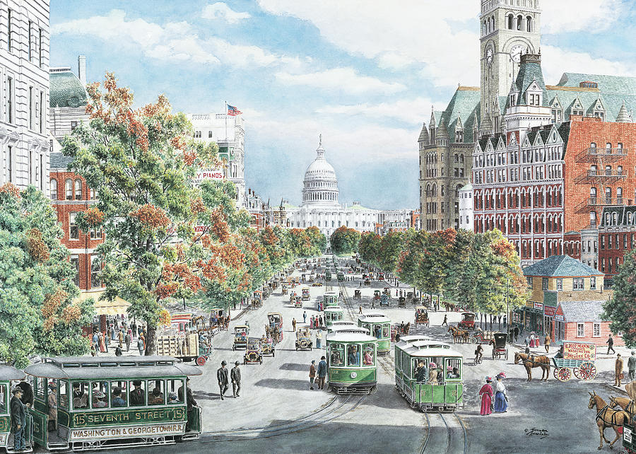 Vintage Painting - Washington D.c. Gridlock by Stanton Manolakas