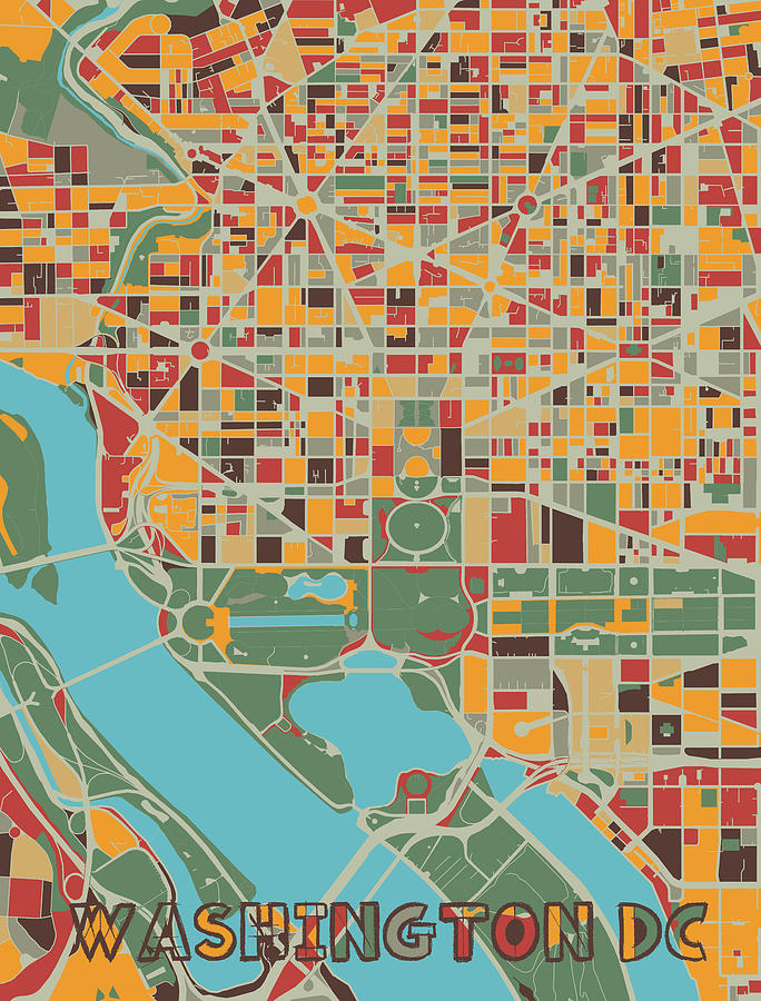 City Digital Art - Washington Dc Map Retro by Bekim M