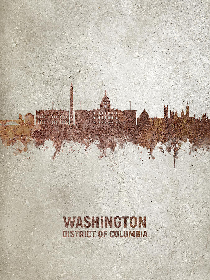 Washington Skyline Digital Art - Washington DC Rust Skyline by Michael Tompsett