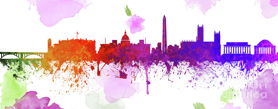 Washington Dc Skyline Painting - Washington D.C. Skyline 10 by Prar K Arts Washington Dc Skyline Painting - Washington D.C. Skyline 10 by Prar K Arts