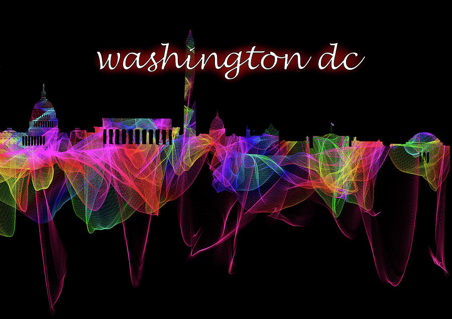 Washington DC Skyline Art with Script Photograph by Debra and Dave Vanderlaan