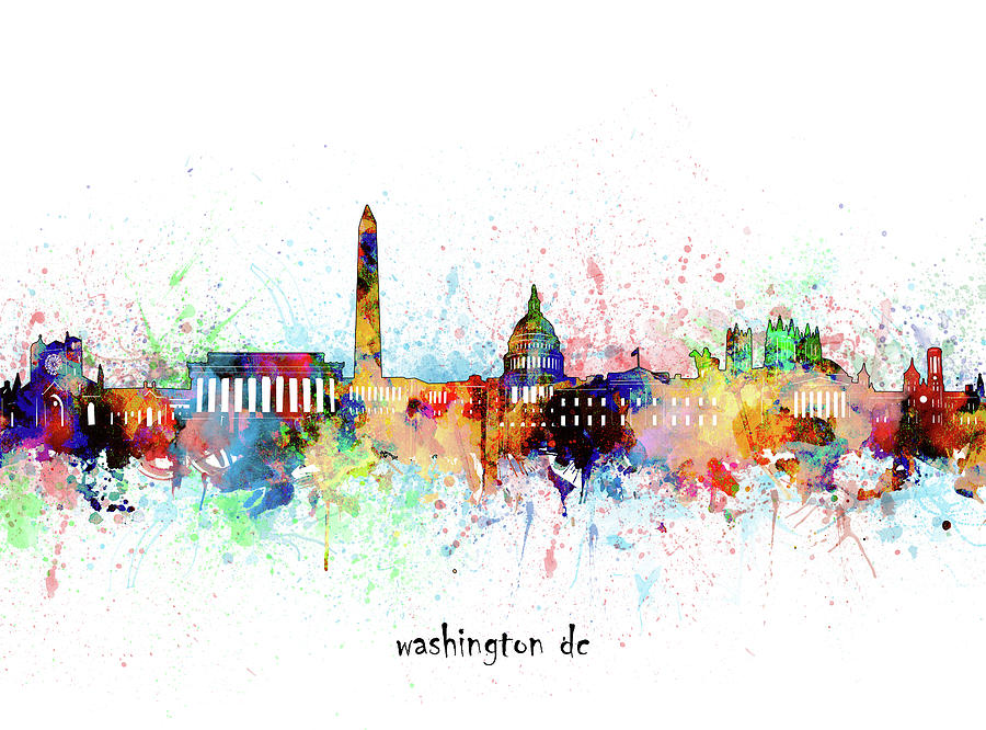 Washington Dc Skyline Artistic Digital Art by Bekim M