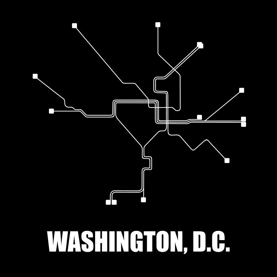 Map Digital Art - Washington, D.C. Square Subway Map by Naxart Studio
