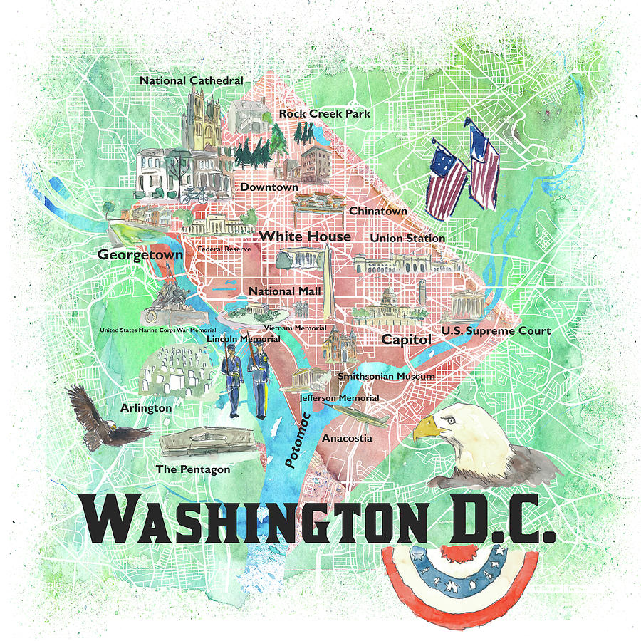 Washington DC Landmarks Map