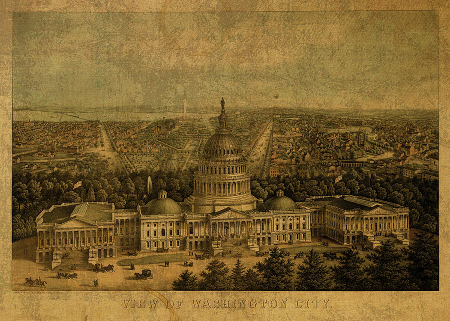 Washington Dc Vintage City Street Map Plan 1819 Mixed Media
