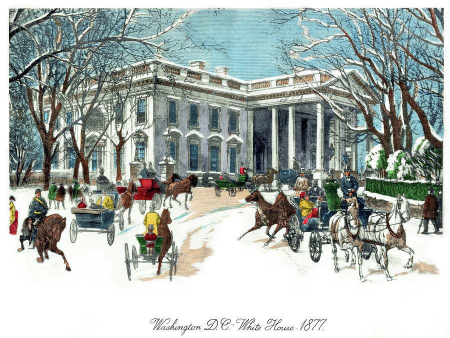 Washington D.C. - White House - 1877 Painting by Currier & Ives