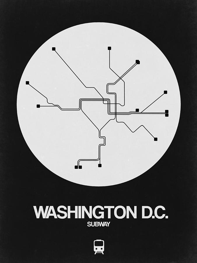 Washington D.c. Digital Art - Washington D.C. White Subway Map by Naxart Studio