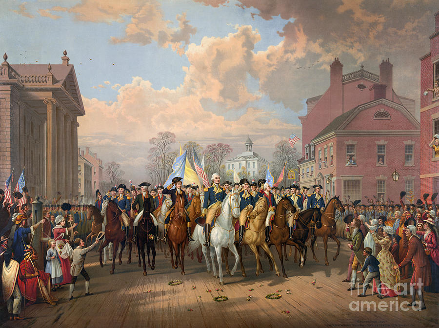 Washington Entering New York City 1783 Painting by Granger