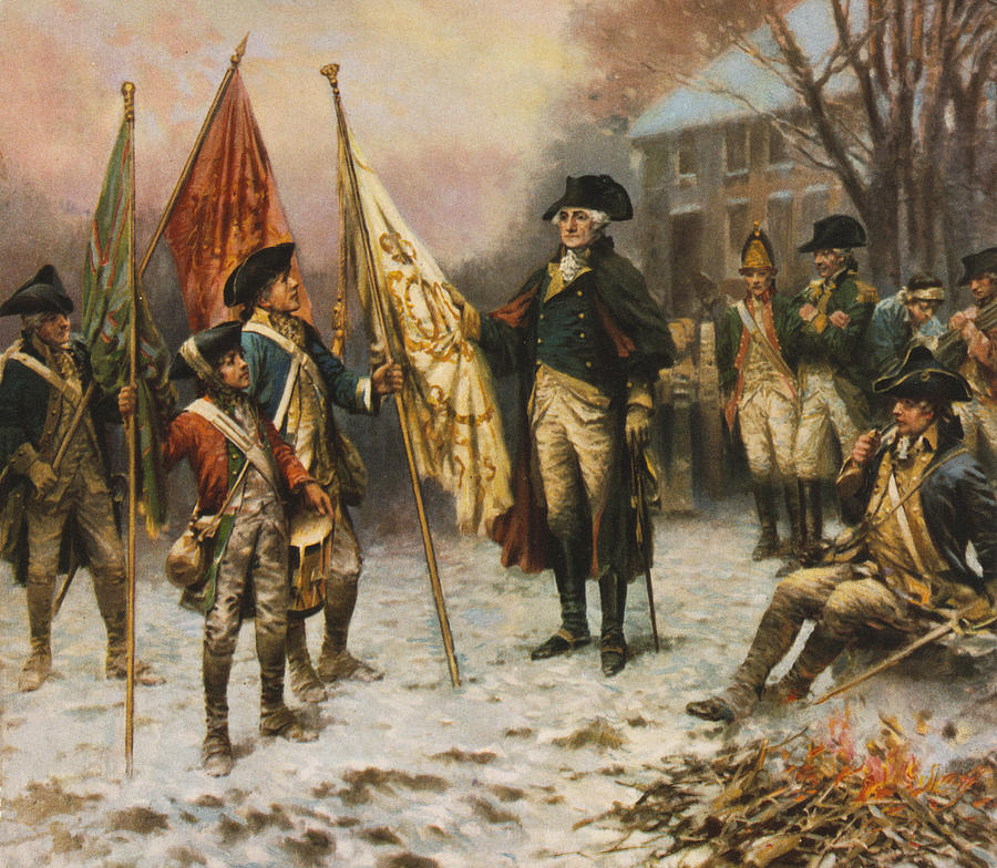 Washington inspecting the captured colors Painting by Edward Percy Moran