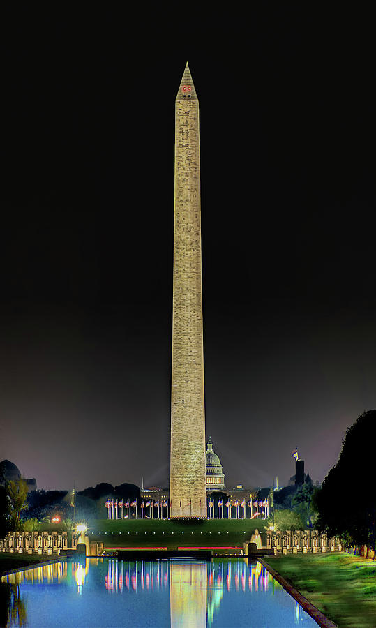 Washington Monument At Night Digital Art