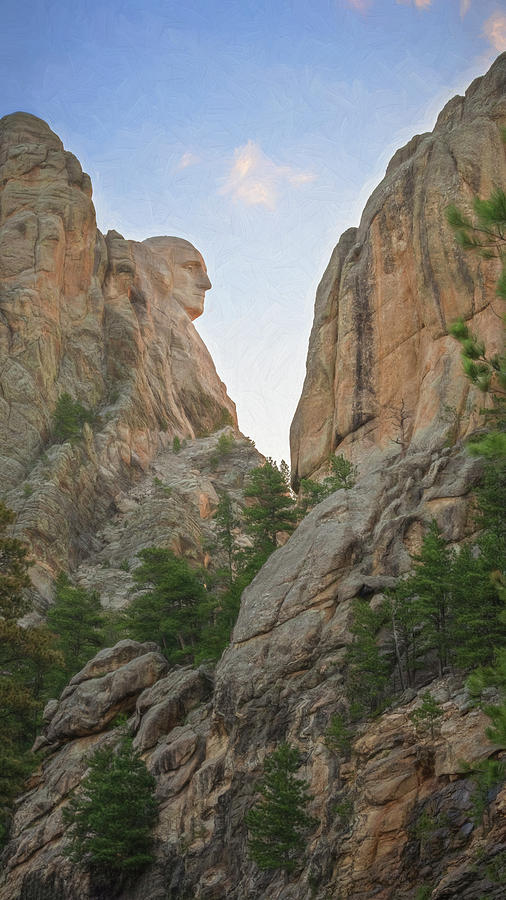 Washington Profile Mount Rushmore South Dakota Painterly Photograph by Joan Carroll