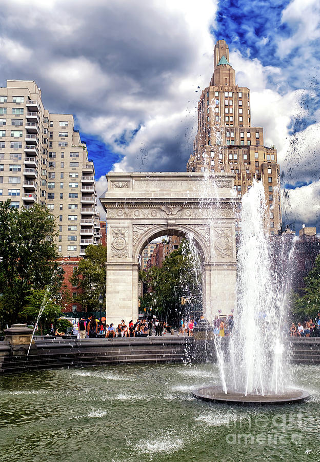 Washington Square Park Fountain in New York City Photograph by John Rizzuto