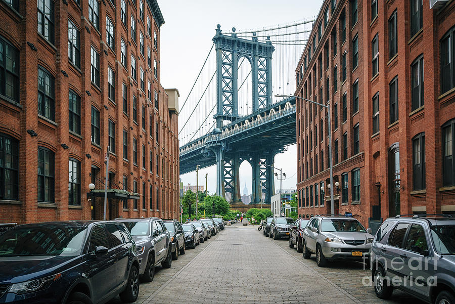 Washington Street And The Manhattan Bridge, In Dumbo, Brooklyn, New York City, Usa Photograph by 
