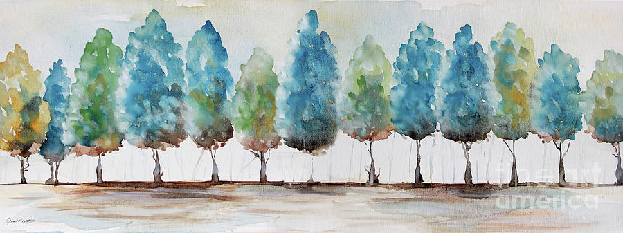 Washy Blue Trees C Painting by Jean Plout