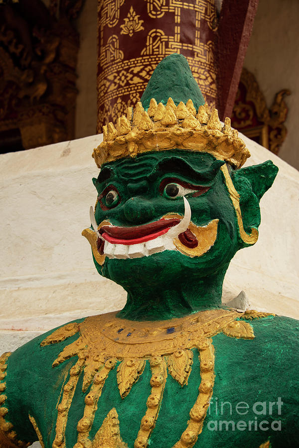 Architecture Photograph - Wat Aham Green Daemon One by Bob Phillips