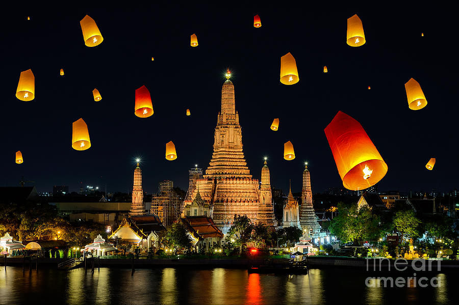 Symbol Photograph - Wat Arun Under Loy Krathong Day by Travelerpix Symbol Photograph - Wat Arun Under Loy Krathong Day by Travelerpix