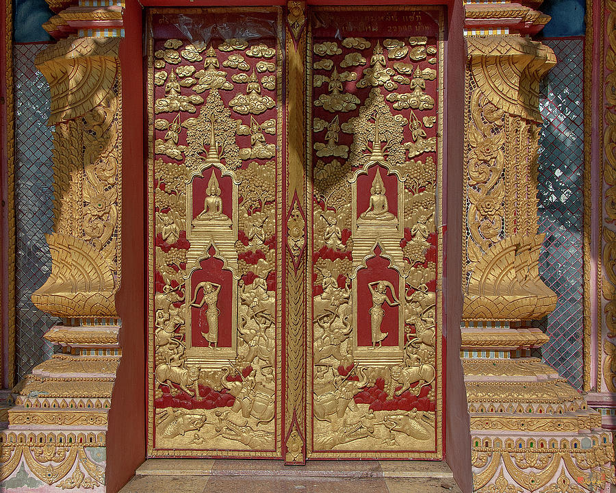 Wat Ko Chok Phra Wihan Center Doors DTHCM2696 Photograph by Gerry Gantt