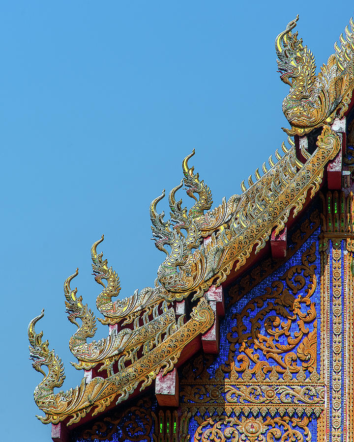 Scenic Photograph - Wat Ko Chok Phra Wihan Makara and Naga Roof Finials DTHCM2698 by Gerry Gantt