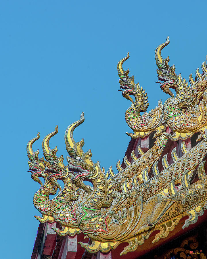 Wat Ko Chok Phra Wihan Makara and Naga Roof Finials DTHCM2700 Photograph by Gerry Gantt
