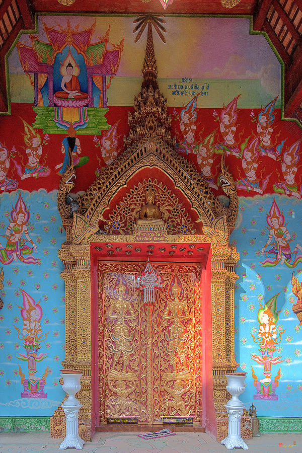 Wat Puack Chang Phra Wihan Center Doors DTHCM0161 Photograph by Gerry Gantt