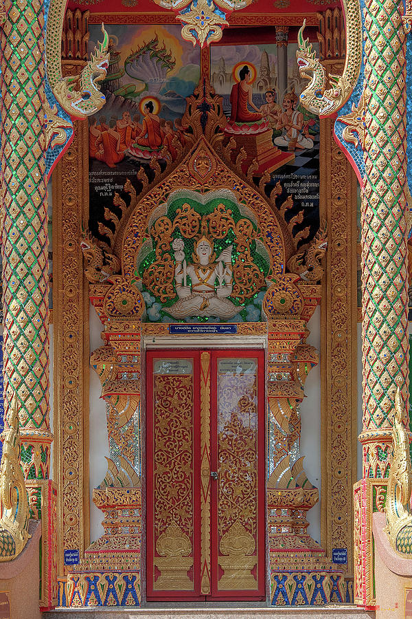 Wat Rong Khut Phra Ubosot Entrance Painting and Doors DTHCM2725 Photograph by Gerry Gantt