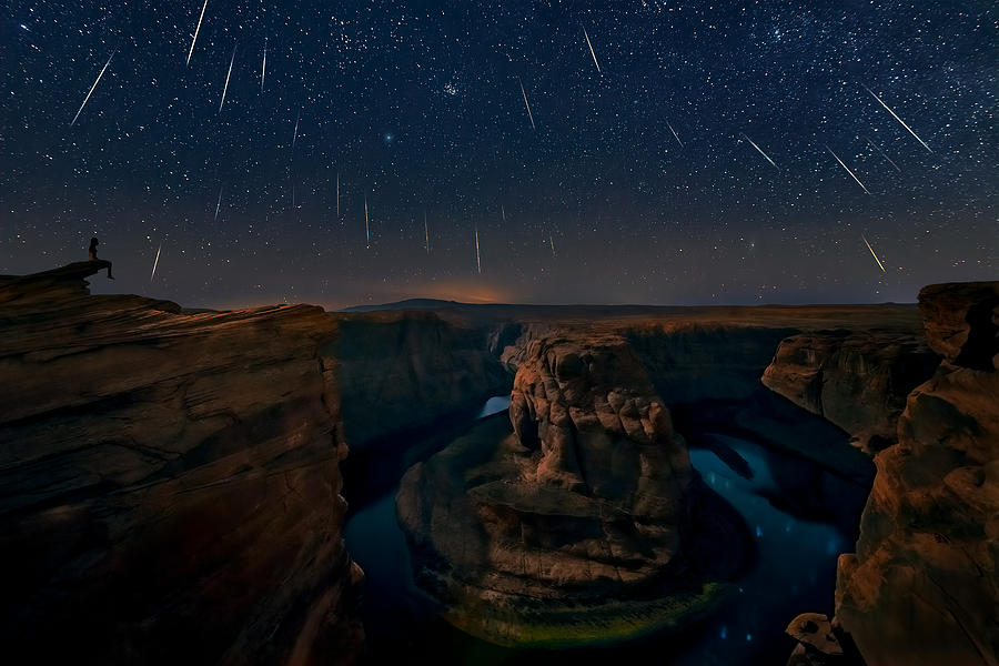 Watching The Comet And The Meteor Shower Photograph by Hua Zhu