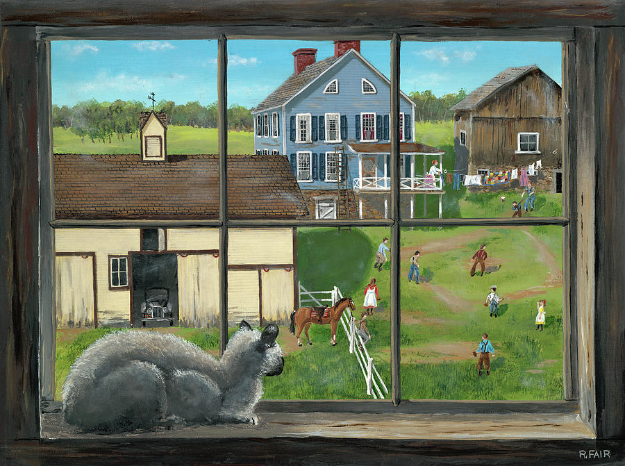 Animal Painting - Watching The Game by Bob Fair