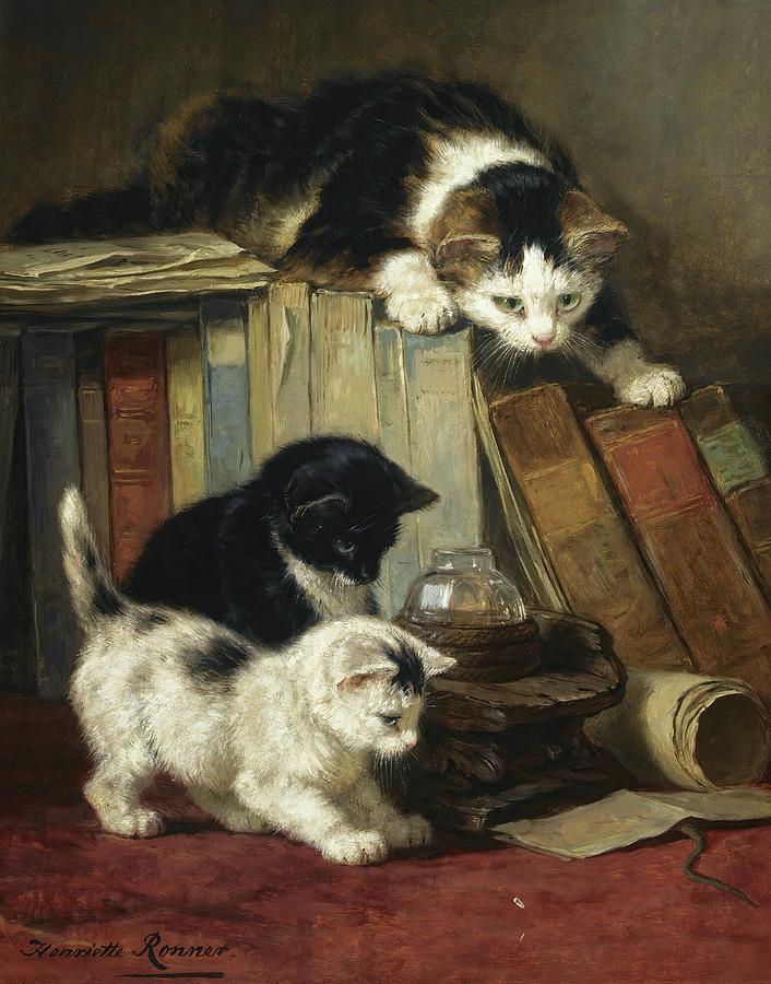 Watching The Prey Painting By Henriette Ronner Knip Pixels