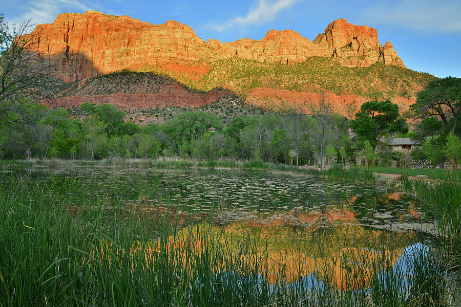 Watchman Reflected in Springdale Pond Photograph by Ray Mathis