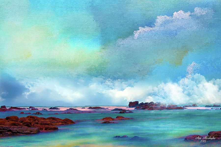 Abstract Mixed Media - Water And Sky by Ata Alishahi