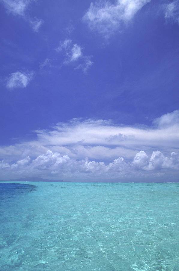 Water And Sky, Bora Bora, Pacific Photograph by Mitch Diamond