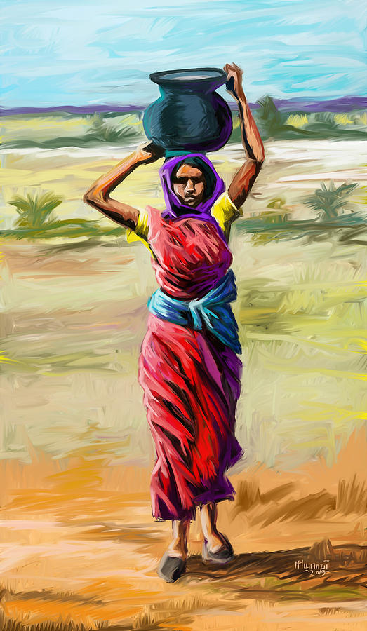 Water Carrier Painting by Anthony Mwangi