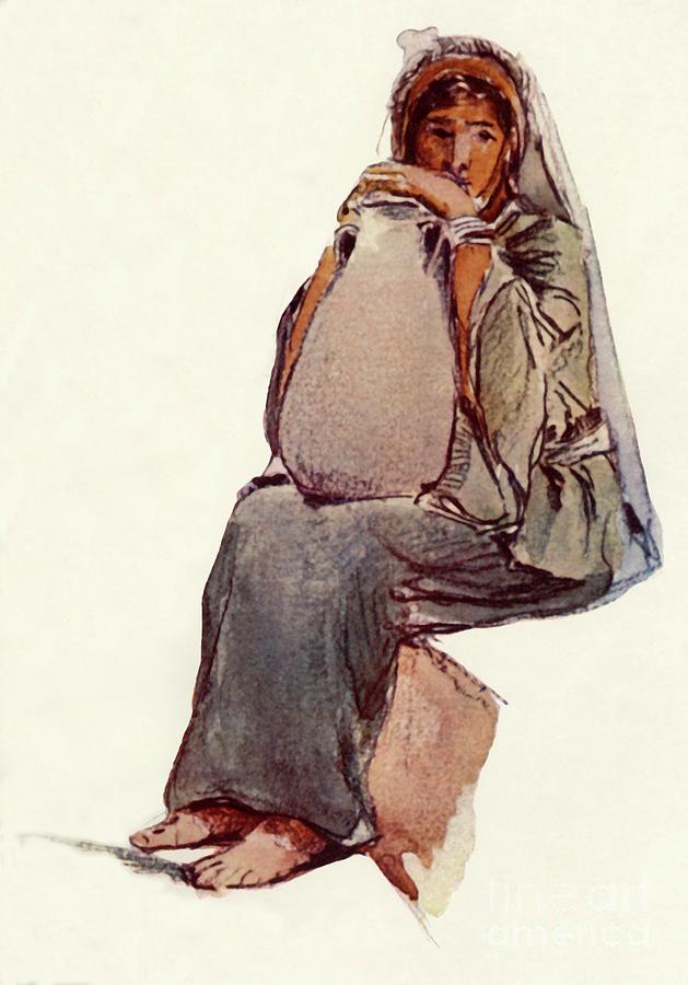 Water-carrier Seated Figure Drawing by Print Collector