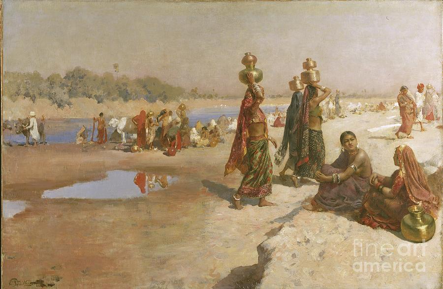 Water Carriers Of The Ganges, C.1885 Painting by Edwin Lord Weeks