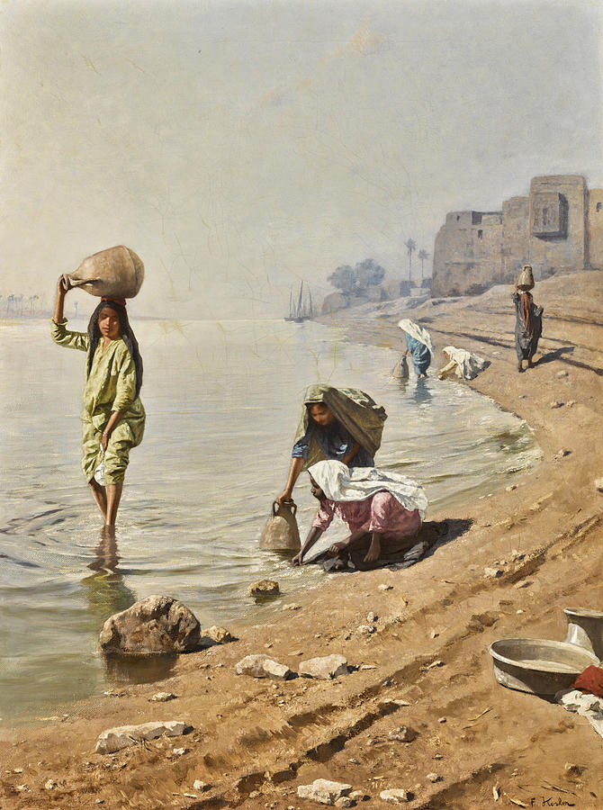 Water Carriers on the Nile Painting by Franz Kosler