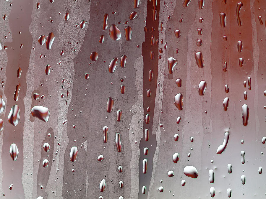 Nature Photograph - Water Drops on a Steamy Window by Christopher Johnson