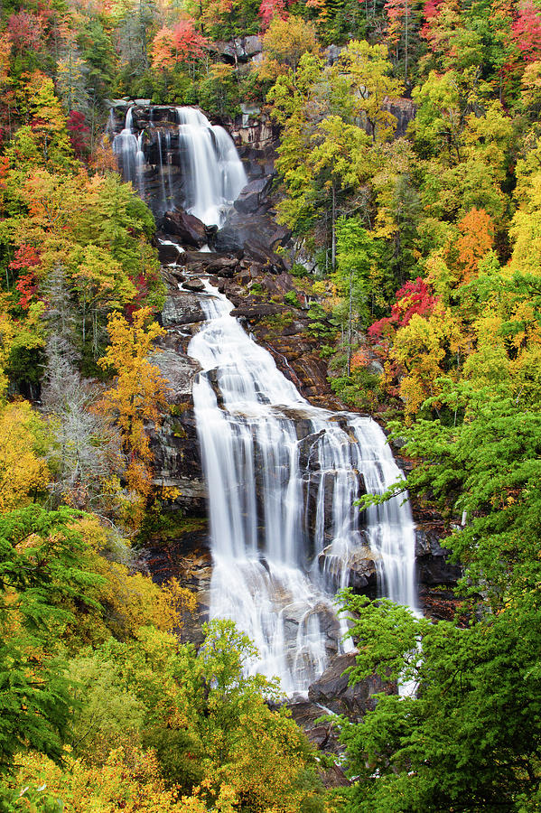 Water Fall With Autunm Foliage by Bill Swindaman