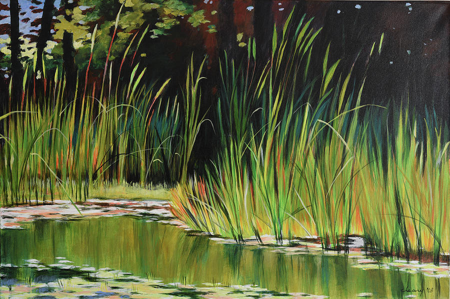 Water Garden Landscape II Painting by Melody Cleary