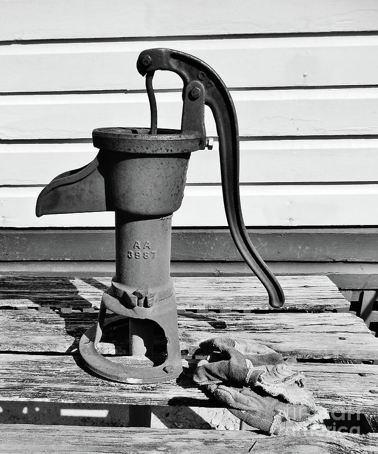 Water Hand Pump BW Photograph by D Hackett